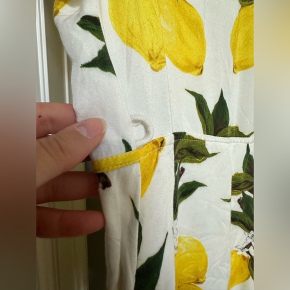 SOLD Lemon Print Summer Wrap Dress - Picture 5 of 6